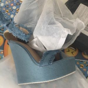 Denim high heels